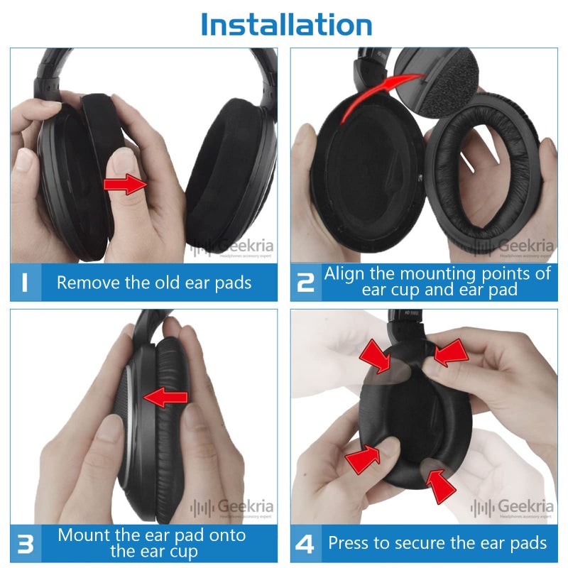 Geekria QuickFit Replacement Ear Pads for Sennheiser Game ONE/Zero, PC 360/ 363D/ 373D Headphones Ear Cushions, Repair Parts with Video Guide (Black) - Image 5